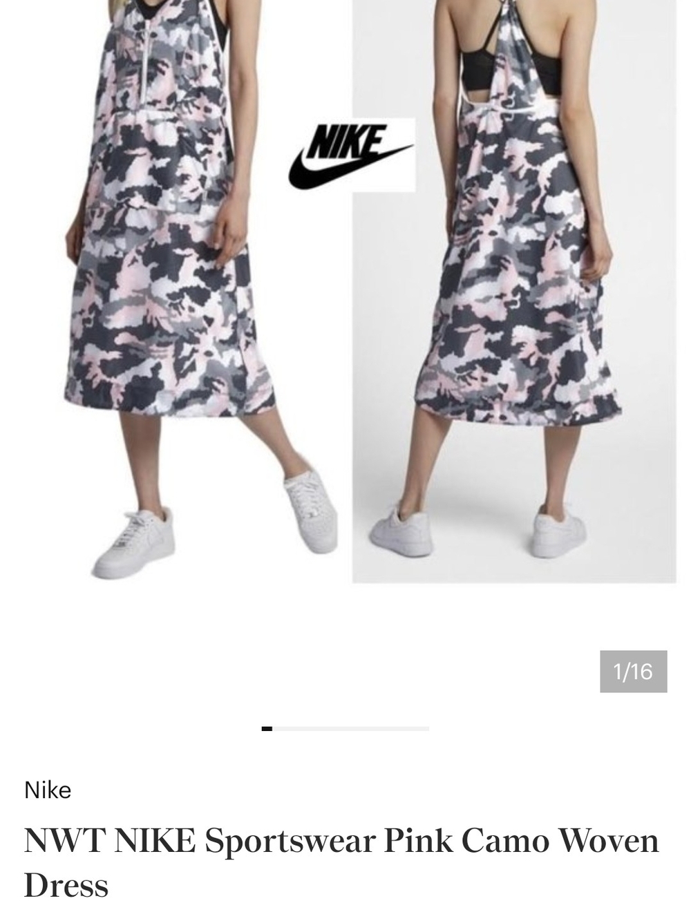 Nike Pink and Gray Camo Midi Dress